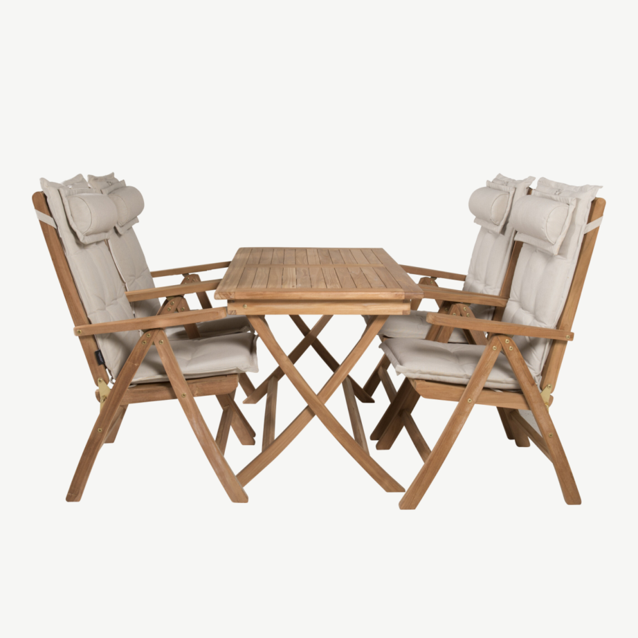 Tiigipuust ristkülikukujuline aiamööbli komplekt Kenya (laud 120×70 cm, 4 kokkupandavat tooli), GR22604 – 2