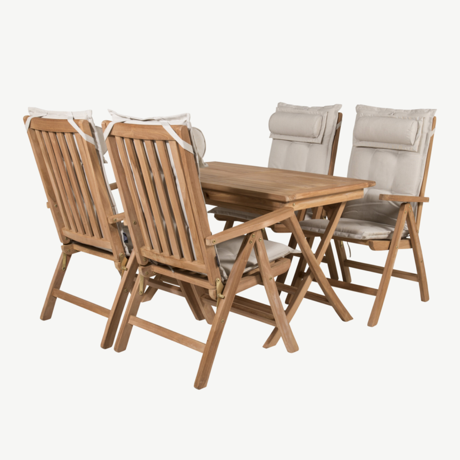 Tiigipuust ristkülikukujuline aiamööbli komplekt Kenya (laud 120×70 cm, 4 kokkupandavat tooli), GR22604 – 3