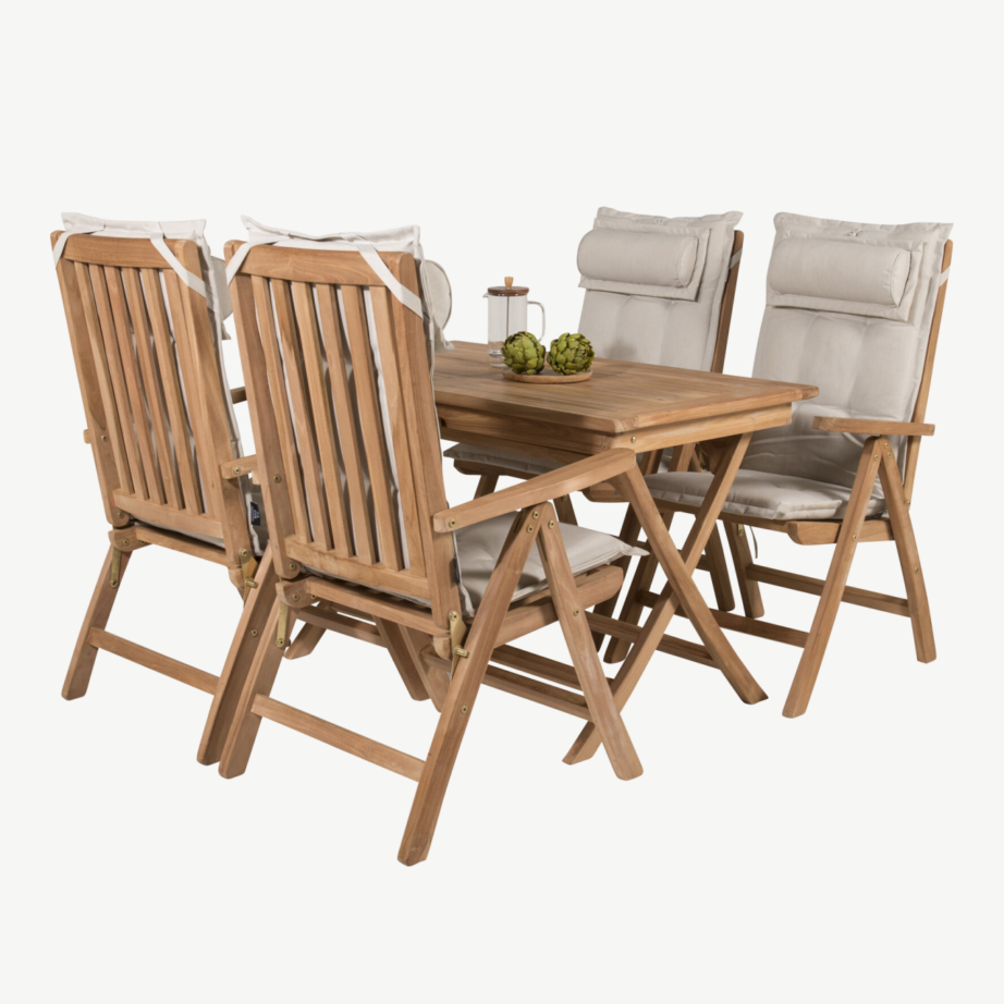 Tiigipuust ristkülikukujuline aiamööbli komplekt Kenya (laud 120×70 cm, 4 kokkupandavat tooli), GR22604 – 5