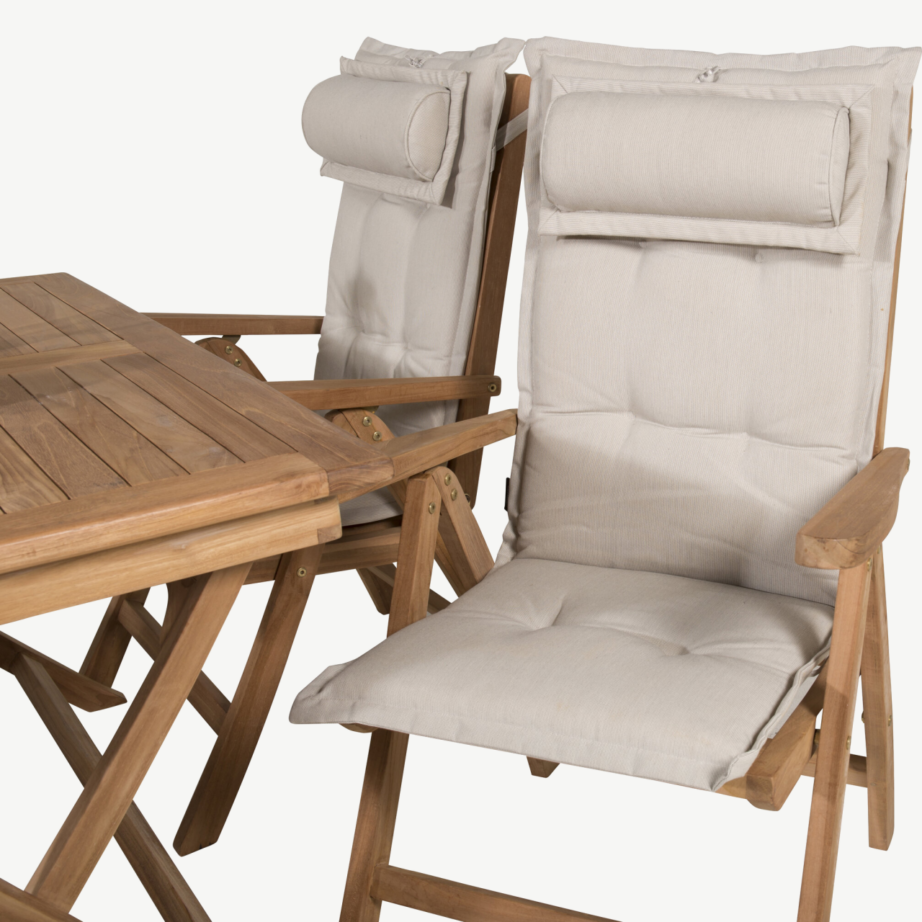 Tiigipuust ristkülikukujuline aiamööbli komplekt Kenya (laud 120×70 cm, 4 kokkupandavat tooli), GR22604 – 6