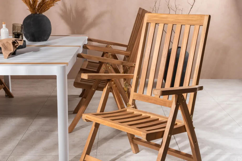 Togo ristkülikukujuline aiamööbli komplekt (valge laud, tiigipuit, 6 kokkupandavat tooli), GR22755 – 8