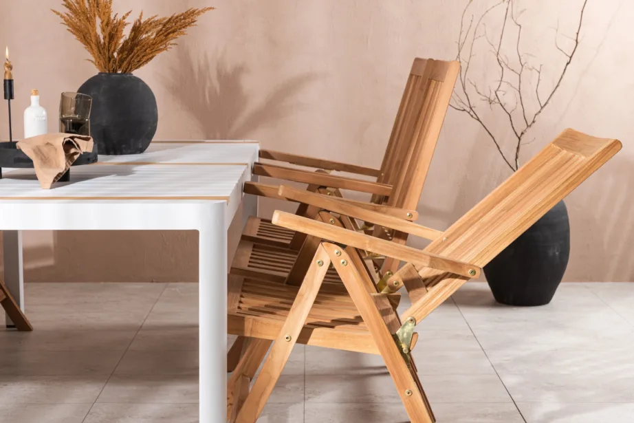 Togo ristkülikukujuline aiamööbli komplekt (valge laud, tiigipuit, 6 kokkupandavat tooli), GR22755 – 11