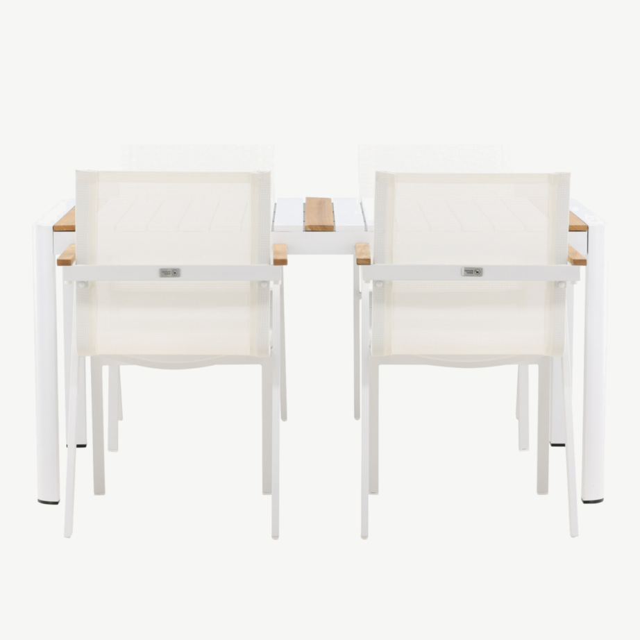 Togo ristkülikukujuline valge ja tiigipuust aiamööblikomplekt neljale, GR22745 – 6