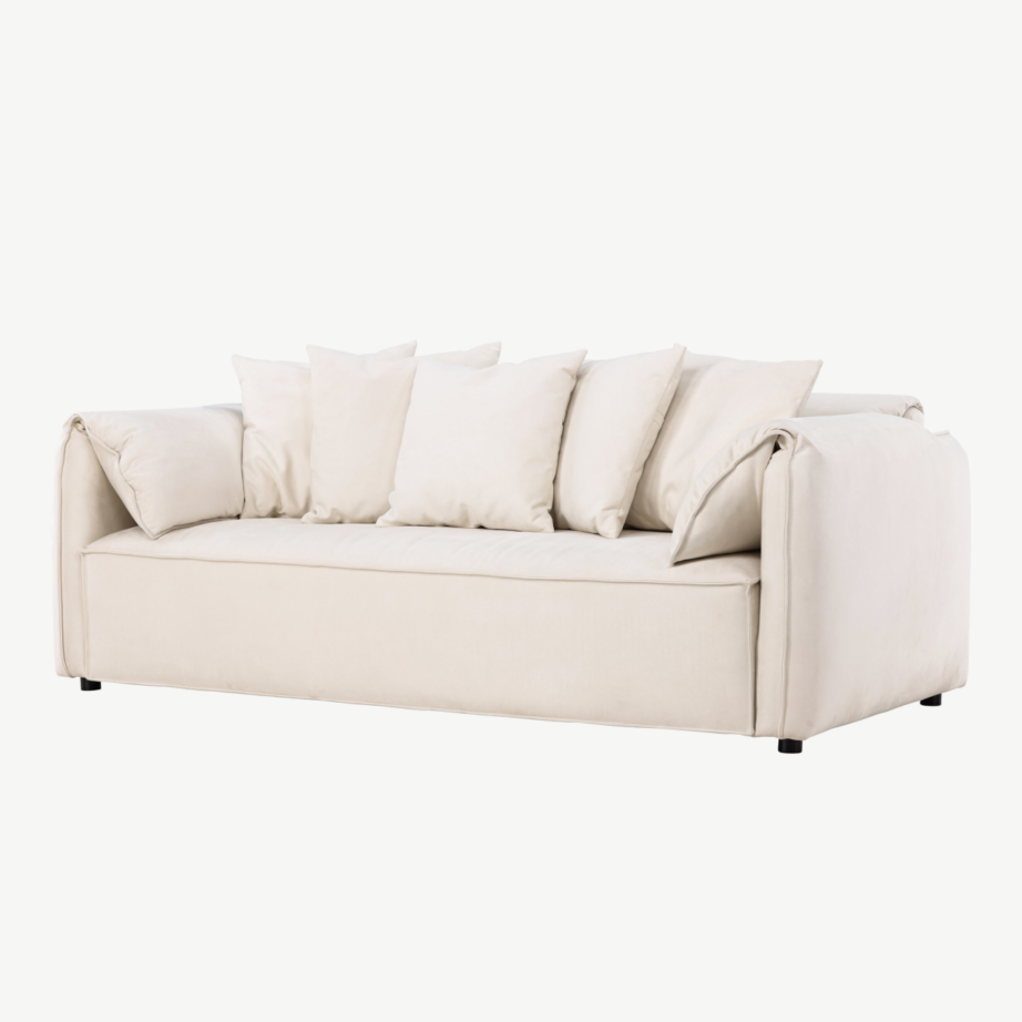 Torekov 3-kohaline diivan, valge polüesterkangas, mustad kasejalad, 61801-102