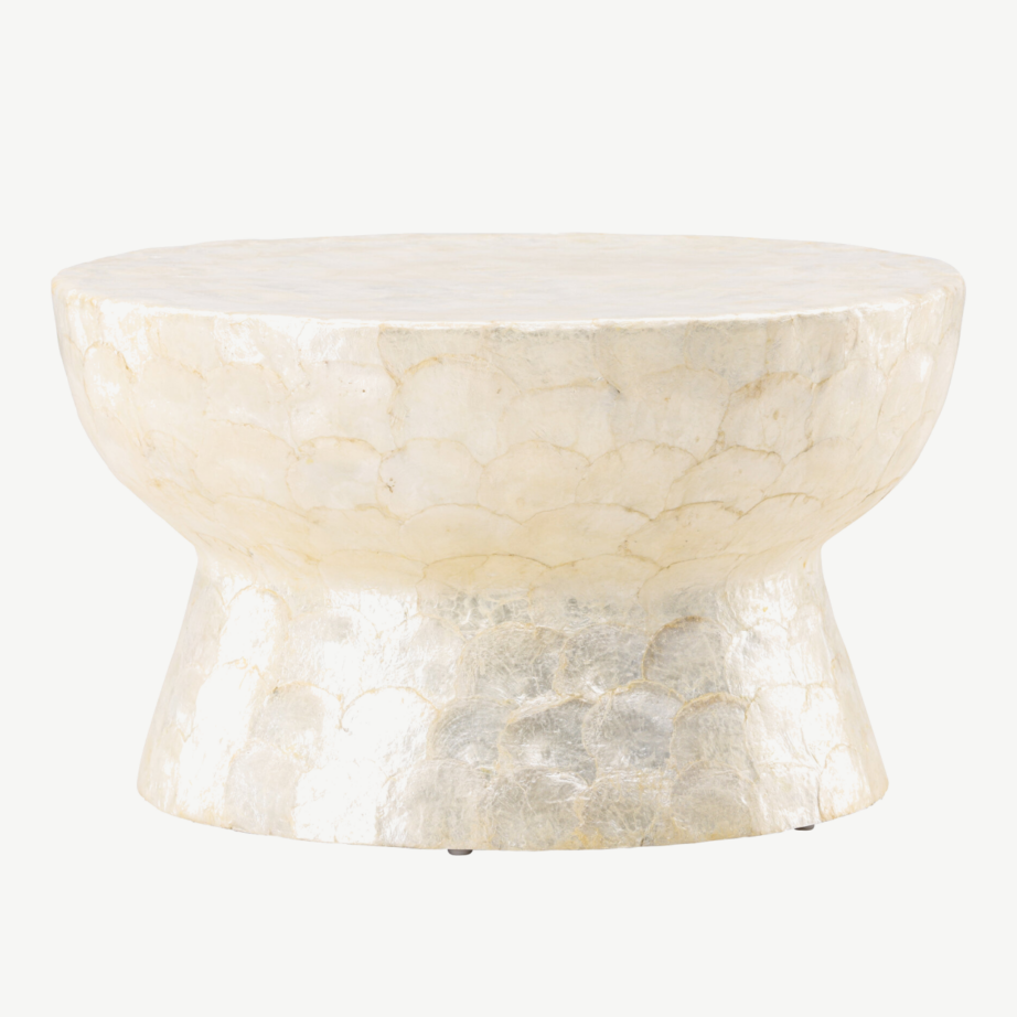 Ümar diivanilaud Sandön (capiz-karbikest, beež, ø70cm), 61806-111 – 2