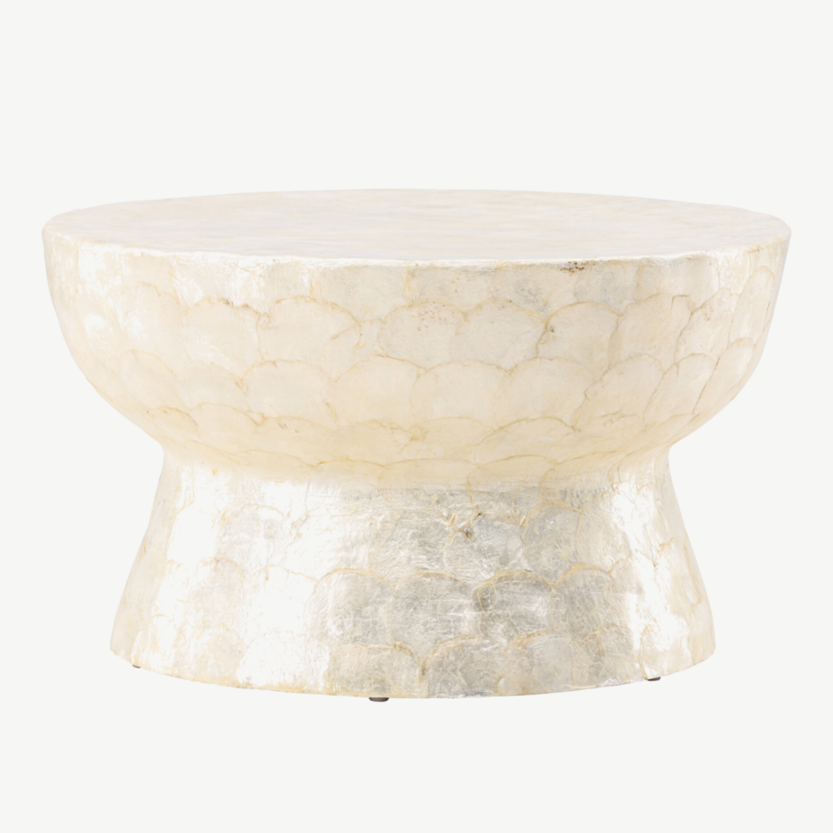 Ümar diivanilaud Sandön (capiz-karbikest, beež, ø70cm), 61806-111