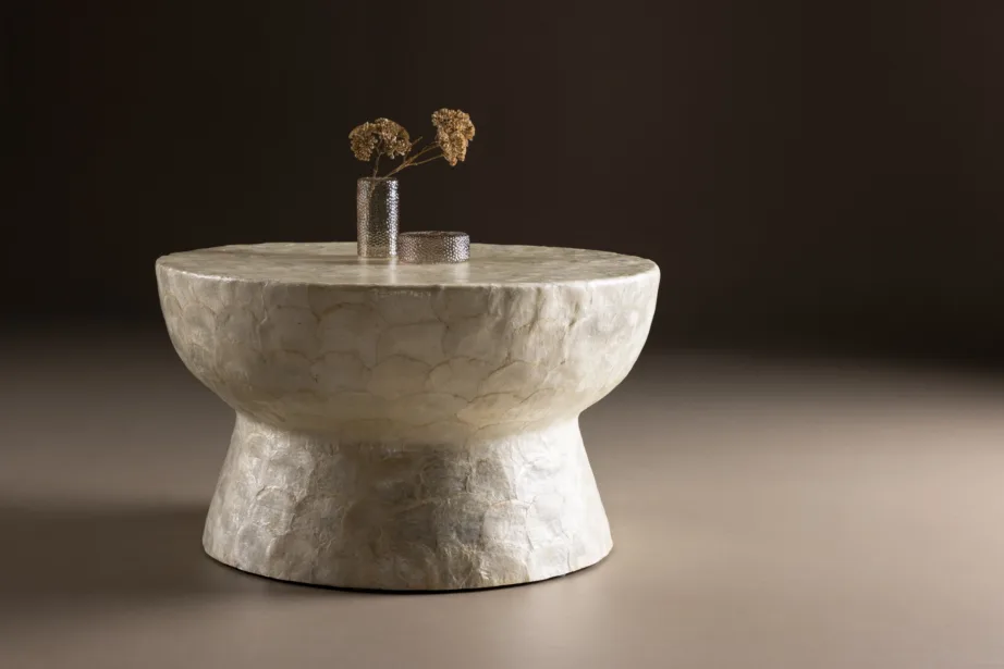 Ümar diivanilaud Sandön (capiz-karbikest, beež, ø70cm), 61806-111 – 8