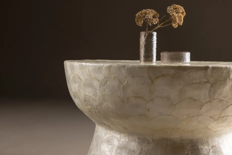 Ümar diivanilaud Sandön (capiz-karbikest, beež, ø70cm), 61806-111 – 9