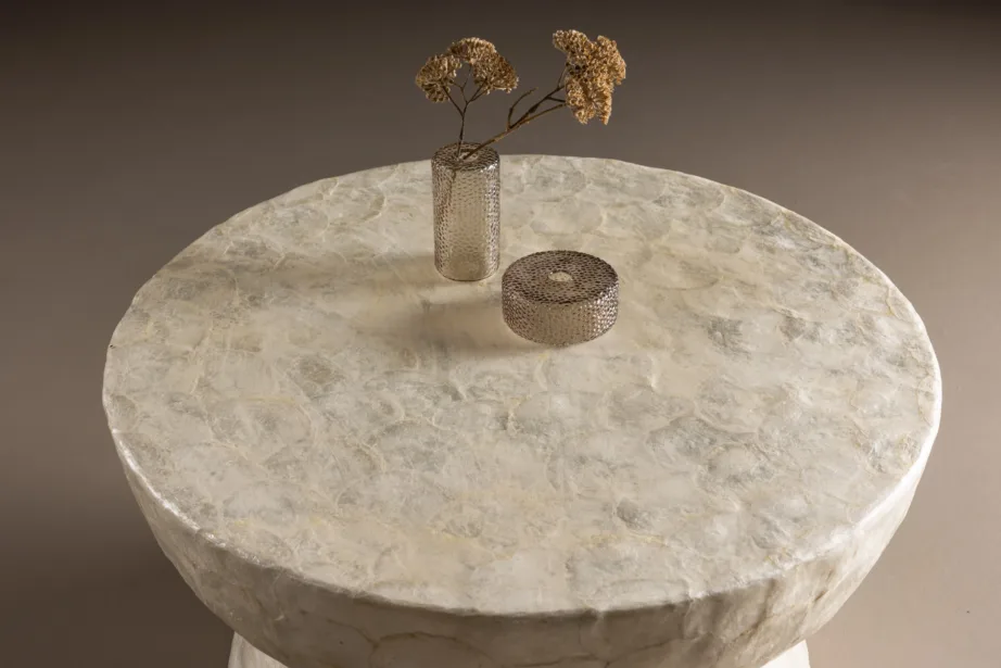 Ümar diivanilaud Sandön (capiz-karbikest, beež, ø70cm), 61806-111 – 10