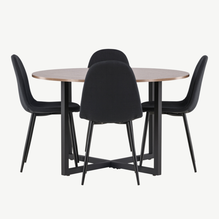 Ümar söögigrupi komplekt Durango (pähklivärvi MDF laud, mustad Polar toolid) - GR22951