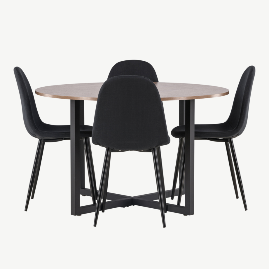 Ümar söögigrupi komplekt Durango (pähklivärvi MDF laud, mustad Polar toolid), GR22951 – 5