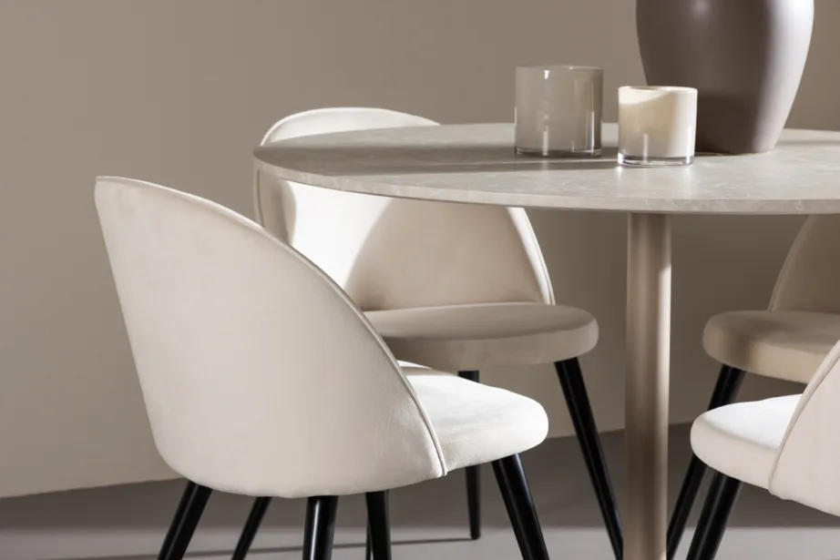 Ümar söögikomplekt Lycke lauaga ja beežide samettoolidega (MDF, 4 kohta), GR24389 – 9