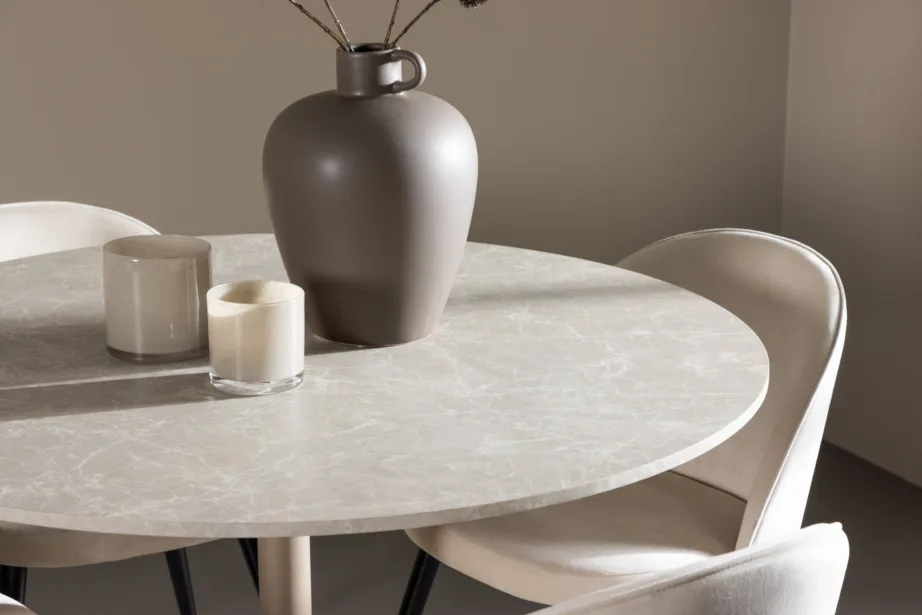 Ümar söögikomplekt Lycke lauaga ja beežide samettoolidega (MDF, 4 kohta), GR24389 – 10