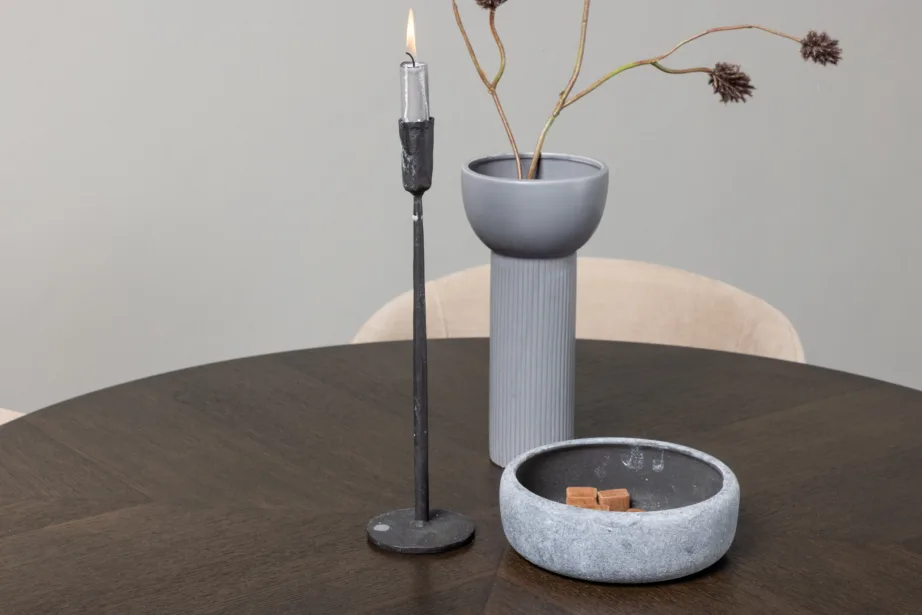 Ümar söögilauakomplekt Copenhagen (mokka MDF, must metalljalg, beežid polsterdatud toolid), GR22846 – 10