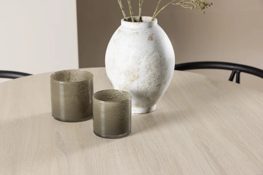 Ümar söögilauakomplekt Plaza valge peitsiga (ø100cm) ja mustad terasraamiga Alfons toolid, 4-le, GR24474 – 10