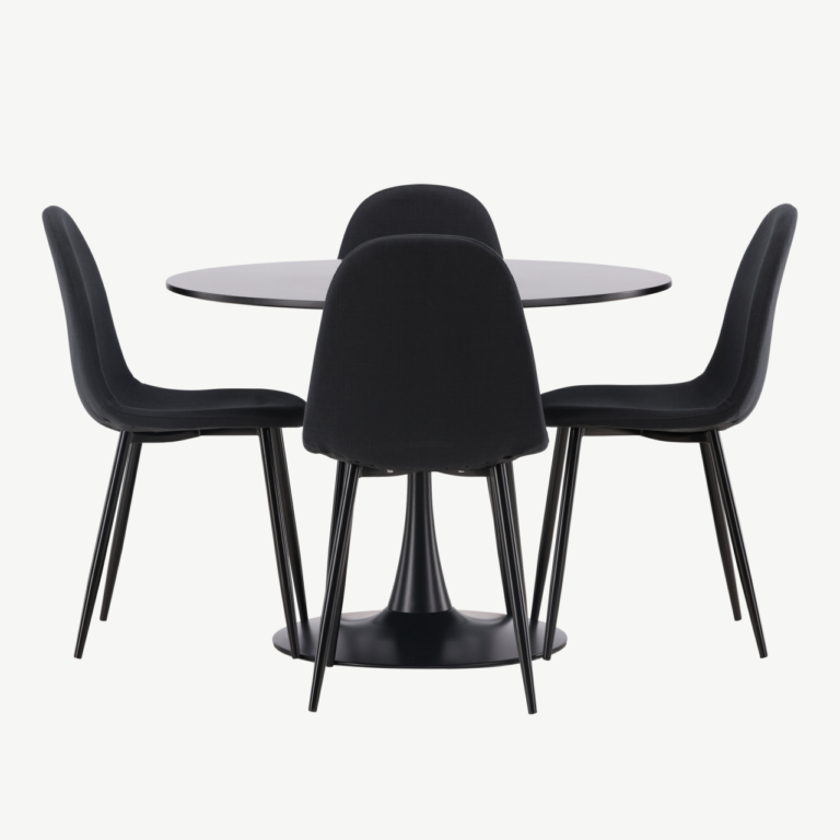 Ümar söögilaud Glade ja Polar toolid (must, MDF, teras, ø100cm) - GR22905