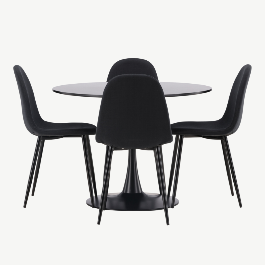 Ümar söögilaud Glade ja Polar toolid (must, MDF, teras, ø100cm), GR22905 – 2