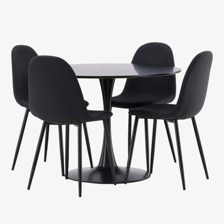 Ümar söögilaud Glade ja Polar toolid (must, MDF, teras, ø100cm) - GR22905