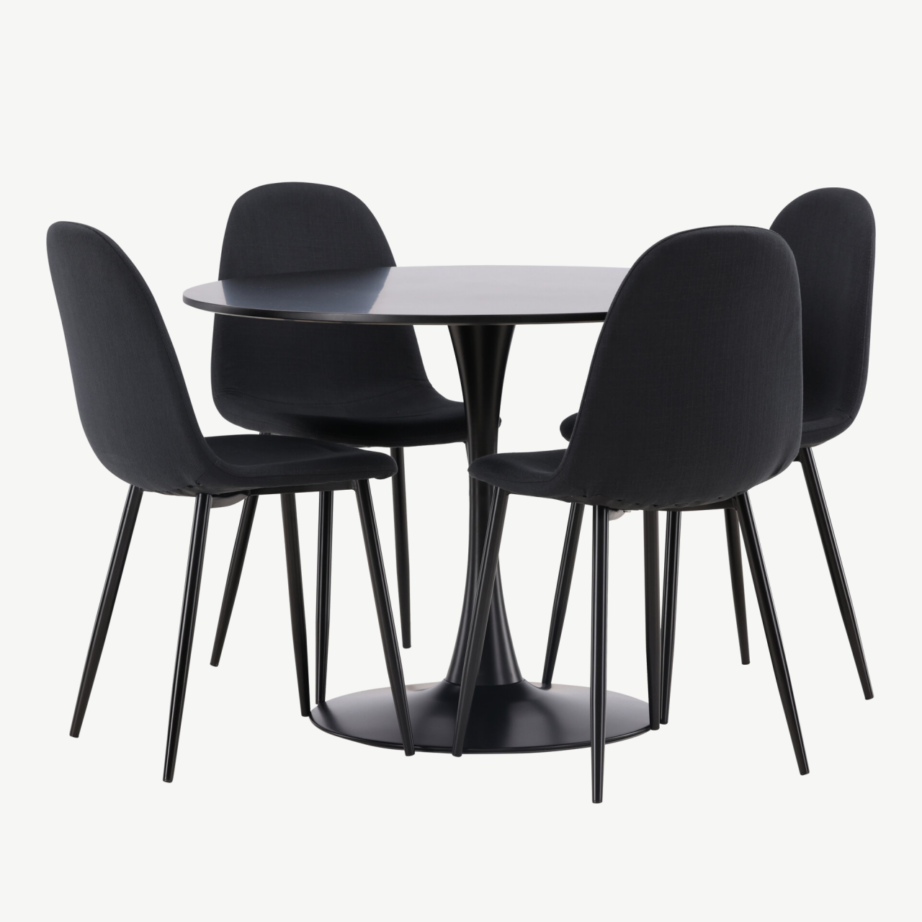 Ümar söögilaud Glade ja Polar toolid (must, MDF, teras, ø100cm), GR22905 – 4