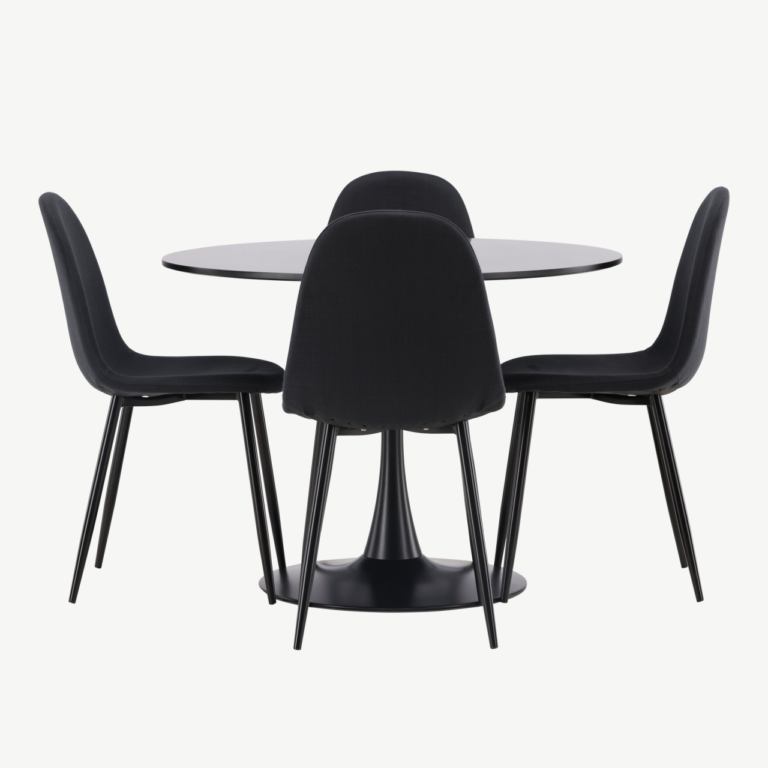 Ümar söögilaud Glade ja Polar toolid (must, MDF, teras, ø100cm) - GR22905