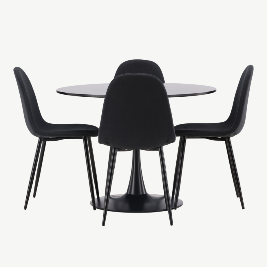 Ümar söögilaud Glade ja Polar toolid (must, MDF, teras, ø100cm), GR22905 – 5