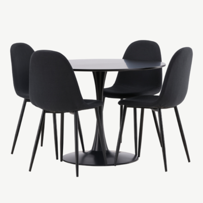 Ümar söögilaud Glade ja Polar toolid (must, MDF, teras, ø100cm) - GR22905