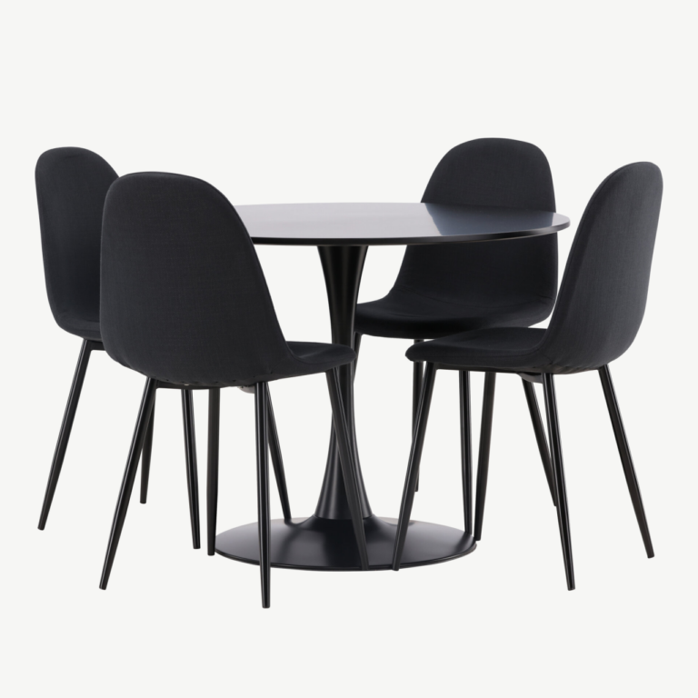 Ümar söögilaud Glade ja Polar toolid (must, MDF, teras, ø100cm) - GR22905