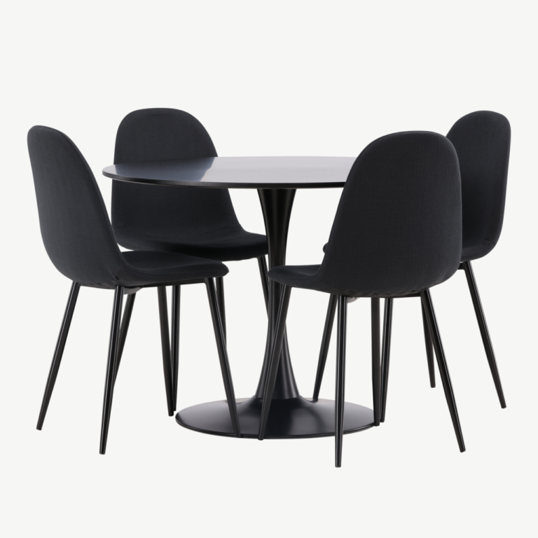 Ümar söögilaud Glade ja Polar toolid (must, MDF, teras, ø100cm) - GR22905
