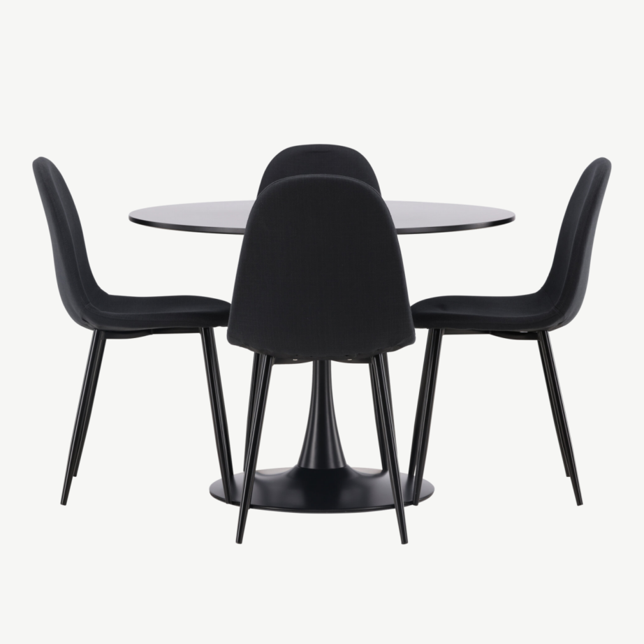 Ümar söögilaud Glade ja Polar toolid (must, MDF, teras, ø100cm), GR22905 – 7