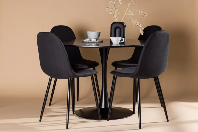 Ümar söögilaud Glade ja Polar toolid (must, MDF, teras, ø100cm) - GR22905