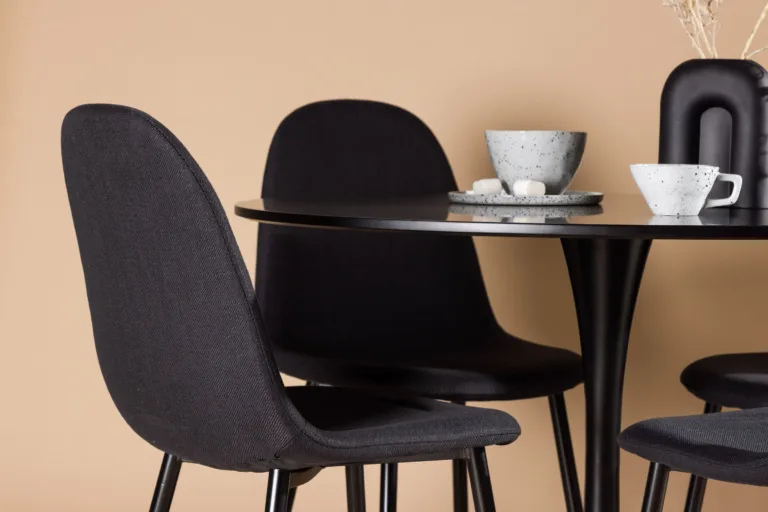 Ümar söögilaud Glade ja Polar toolid (must, MDF, teras, ø100cm) - GR22905