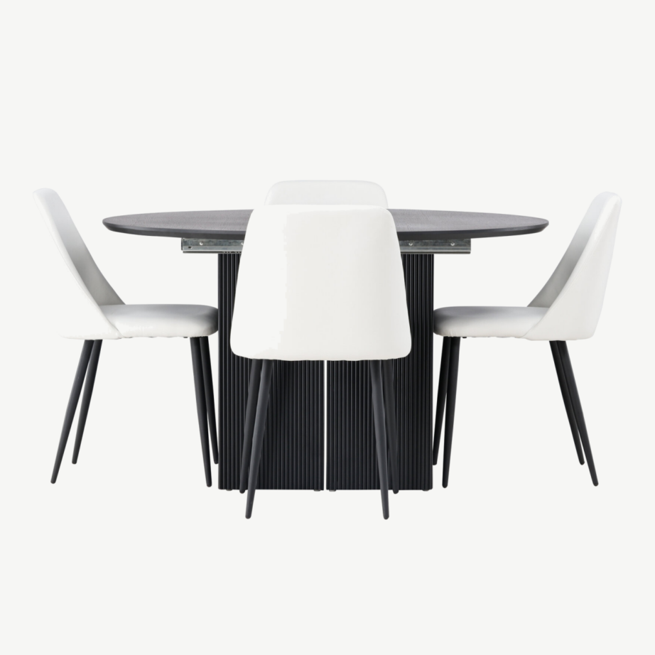 Ümar söögilaud Matilda (must spoon, ø130cm) ja valge Night tool, GR23531 – 2