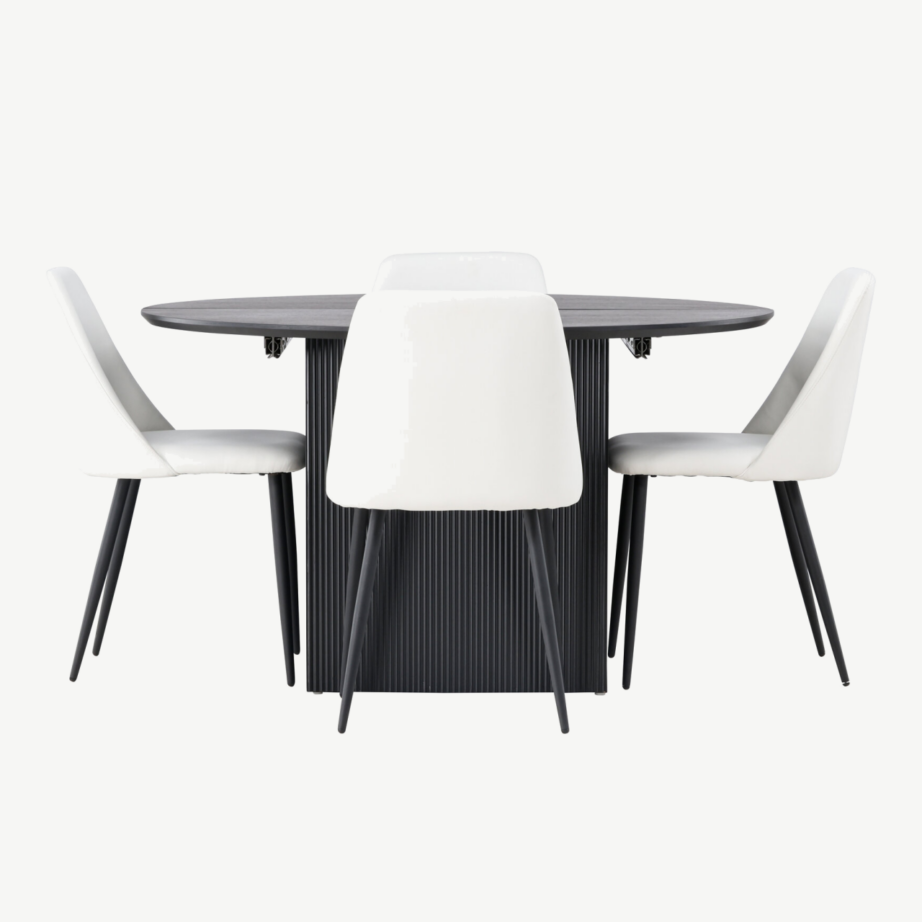 Ümar söögilaud Matilda (must spoon, ø130cm) ja valge Night tool, GR23531 – 3