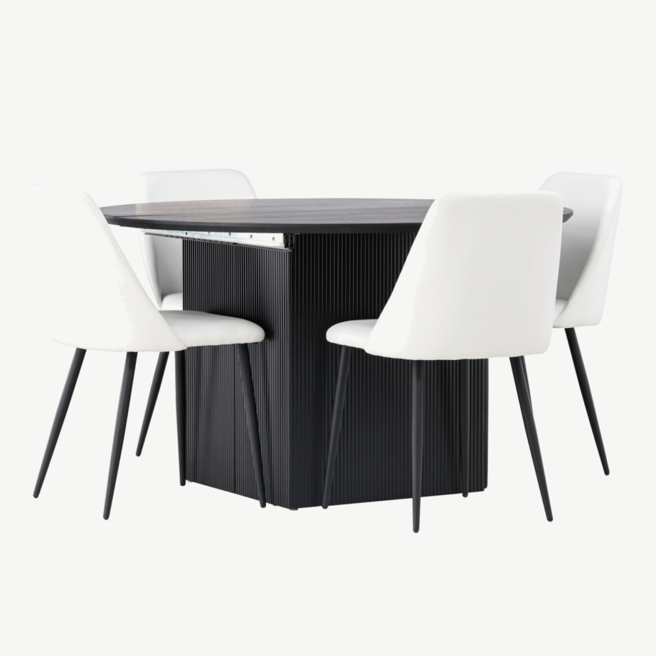 Ümar söögilaud Matilda (must spoon, ø130cm) ja valge Night tool, GR23531 – 4