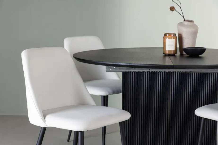 Ümar söögilaud Matilda (must spoon, ø130cm) ja valge Night tool, GR23531 – 6