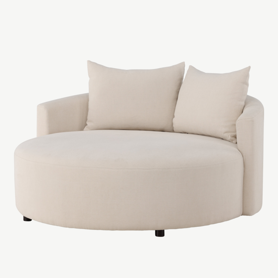 Ümmargune 3-kohaline diivan Kelso (beež linane kangas, ø150 cm), 62050-112