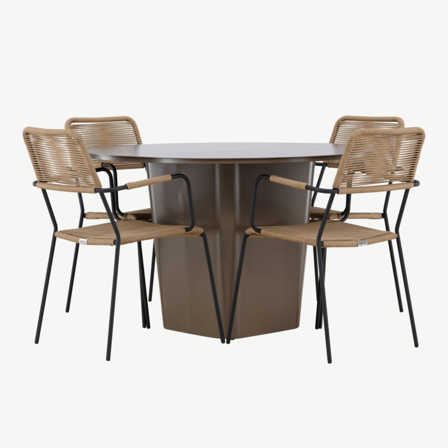 Ümmargune aiakomplekt Santa Fe (alumiiniumlaud ø120 cm, pruunid punutud Lindos toolid, 4 tk), GR24339 – 5