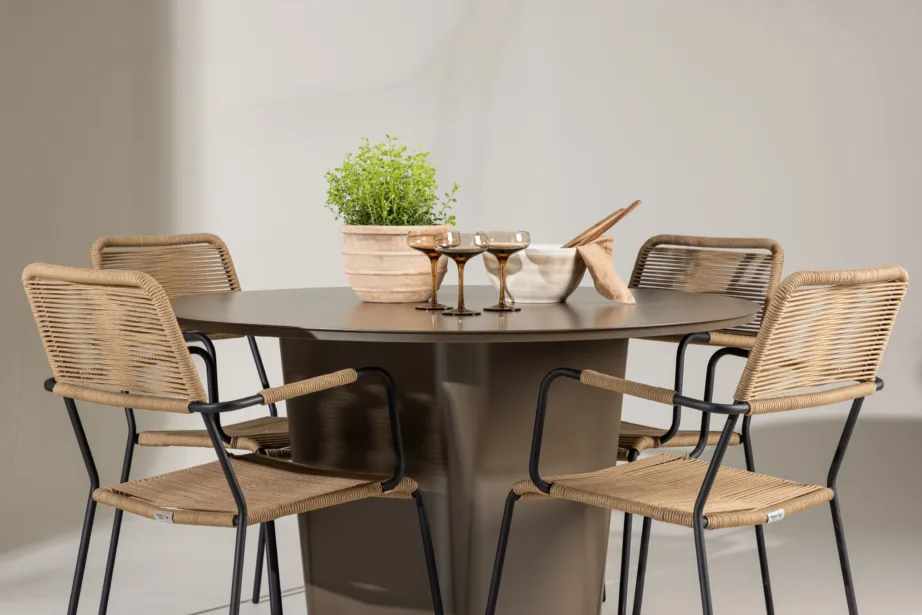 Ümmargune aiakomplekt Santa Fe (alumiiniumlaud ø120 cm, pruunid punutud Lindos toolid, 4 tk), GR24339 – 9