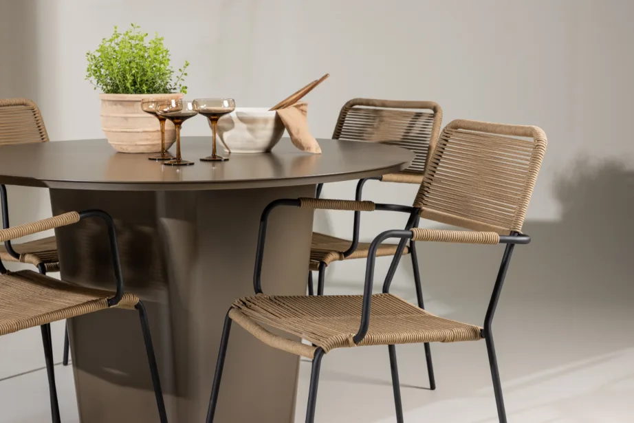 Ümmargune aiakomplekt Santa Fe (alumiiniumlaud ø120 cm, pruunid punutud Lindos toolid, 4 tk), GR24339 – 10