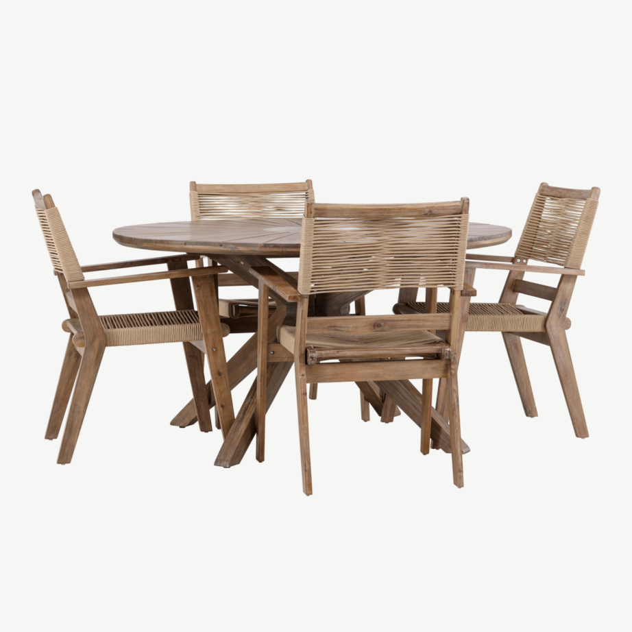 Ümmargune aiamööbli komplekt Rosario (akaatsiapuit, laud Ø140 cm ja 4 tooli), GR24337 – 3