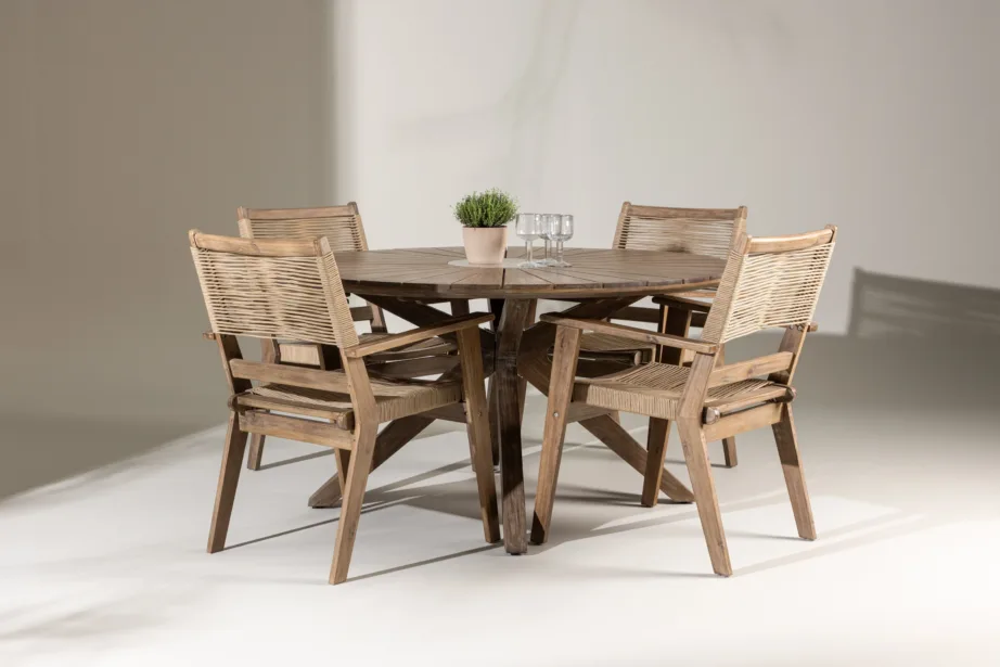 Ümmargune aiamööbli komplekt Rosario (akaatsiapuit, laud Ø140 cm ja 4 tooli), GR24337 – 8