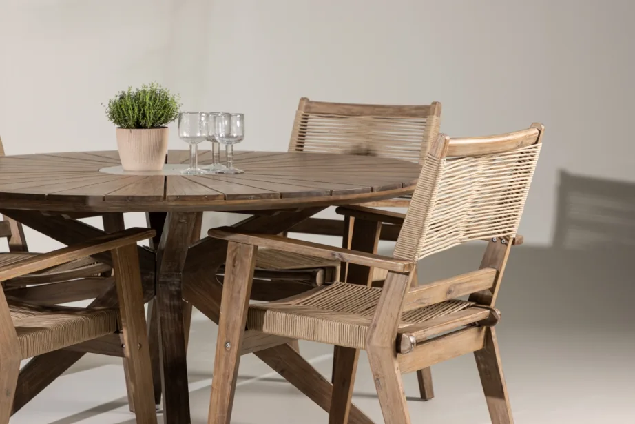 Ümmargune aiamööbli komplekt Rosario (akaatsiapuit, laud Ø140 cm ja 4 tooli), GR24337 – 9