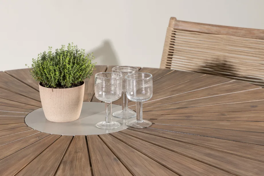 Ümmargune aiamööbli komplekt Rosario (akaatsiapuit, laud Ø140 cm ja 4 tooli), GR24337 – 11