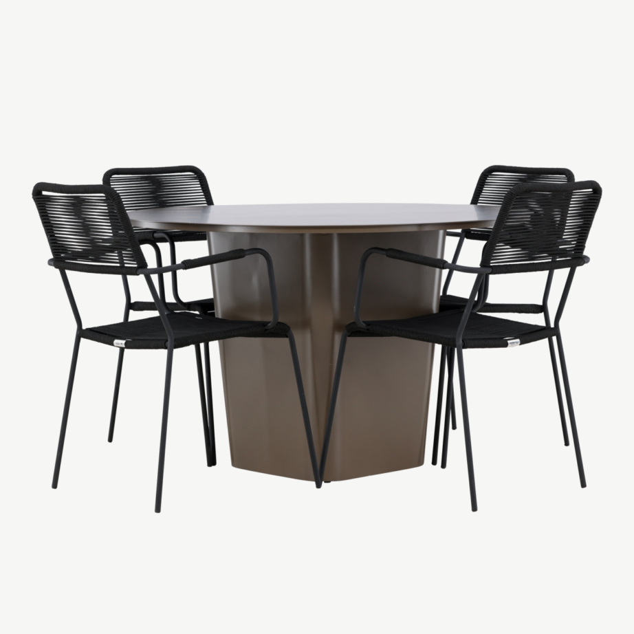 Ümmargune aiamööbli komplekt Santa Fe (alumiiniumist pruun laud, 4 musta köiega terastooli), GR24343 – 5