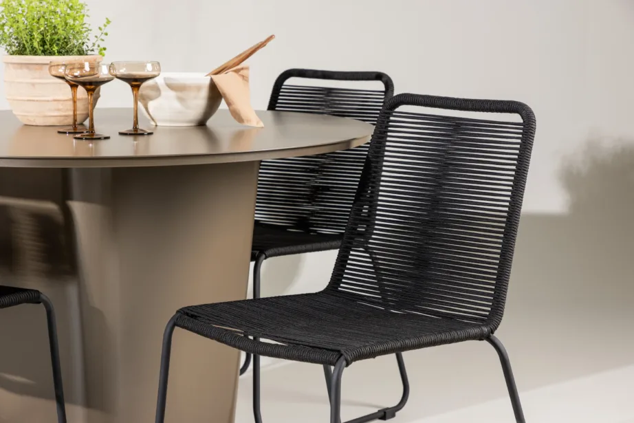 Ümmargune aiamööbli komplekt Santa Fe (alumiiniumlaud ø120 cm, 4 musta köiega Lindos tooli), GR24344 – 10