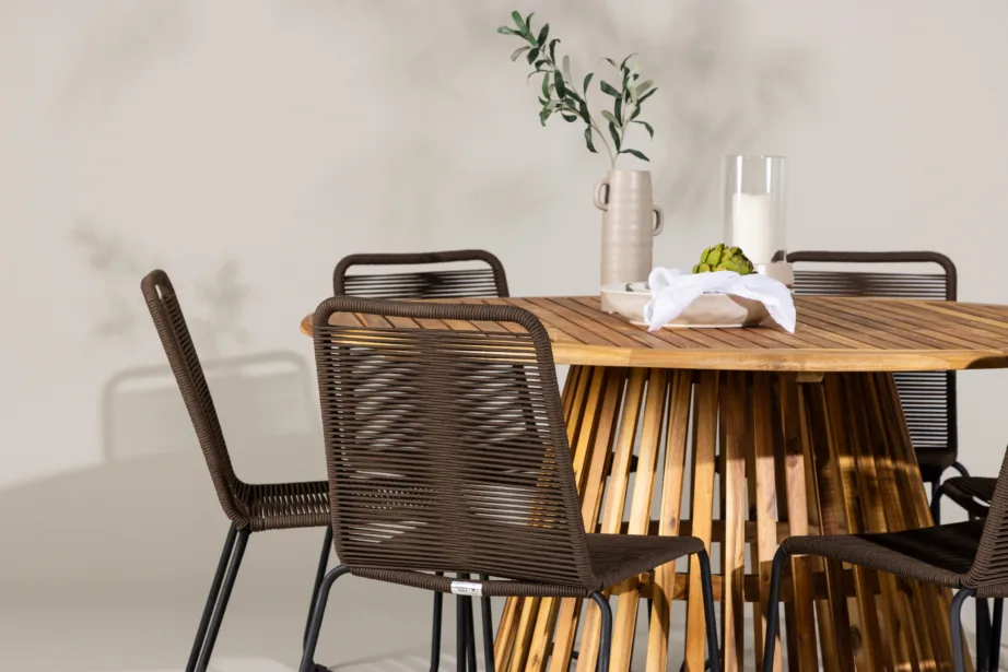 Ümmargune aiasöögilaud Tucumán (akaatsiapuit, ø150cm) kuue Lindos tooliga, GR24315 – 9