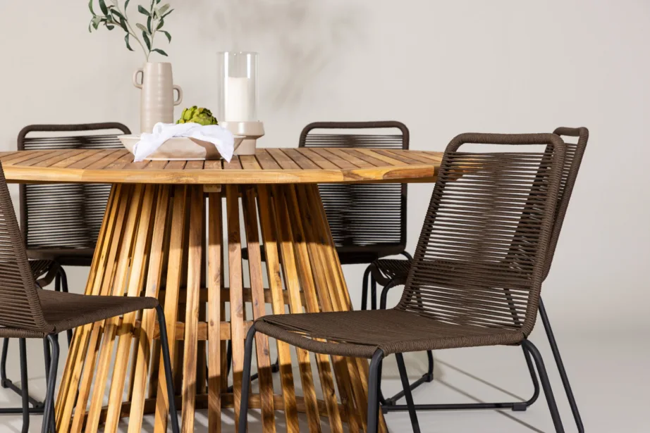 Ümmargune aiasöögilaud Tucumán (akaatsiapuit, ø150cm) kuue Lindos tooliga, GR24315 – 10