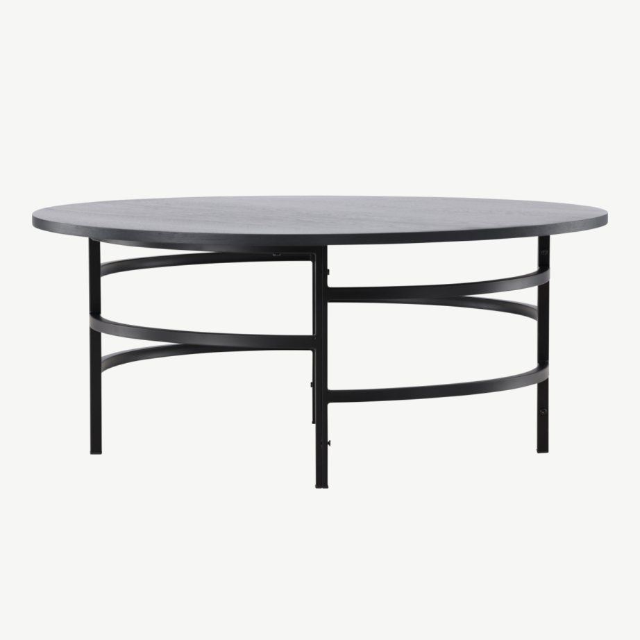 Ümmargune diivanilaud Copenhagen (must MDF, metall, ø100cm), 62030-100 – 2
