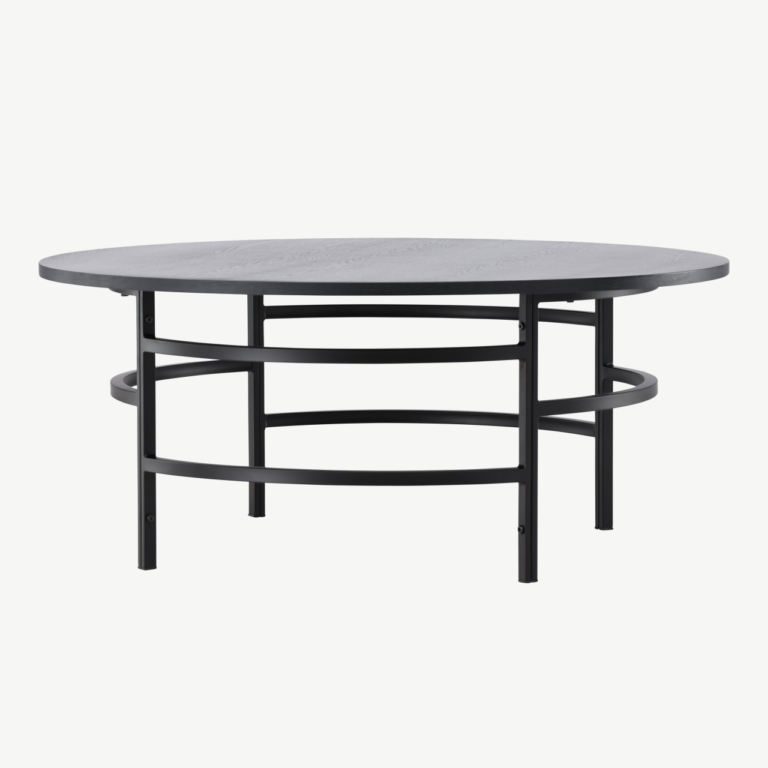 Ümmargune diivanilaud Copenhagen (must MDF, metall, ø100cm) - 62030-100