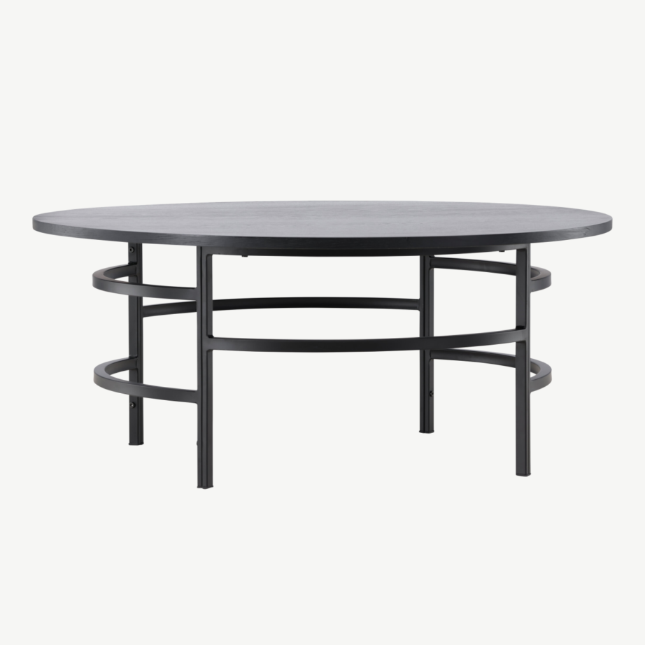 Ümmargune diivanilaud Copenhagen (must MDF, metall, ø100cm), 62030-100